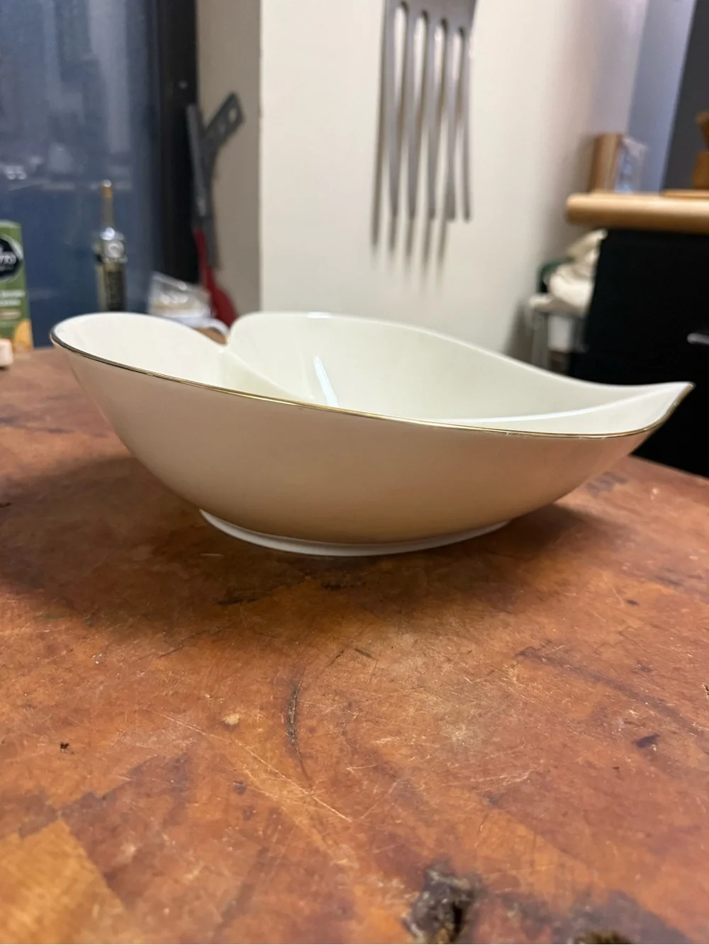 Lenox Cream Heart-Shaped Serving Bowl with Gold Trim